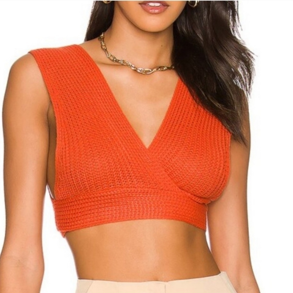 Superdown Reza‎ Knit Wrap Top In Rust Size Medium